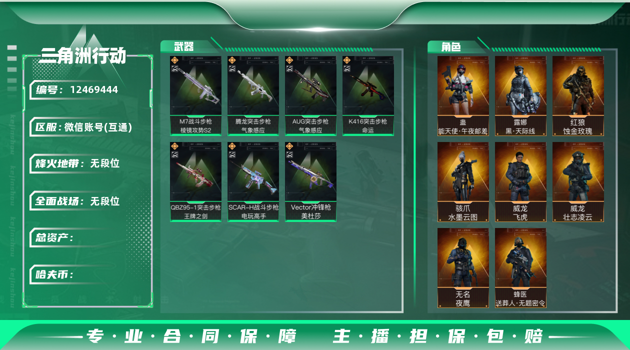 三角洲行动账号VX88/微信/580M资产/261M哈夫币/全刀皮/【QBZ95王牌之剑/极品B/优品B/优品C/】【