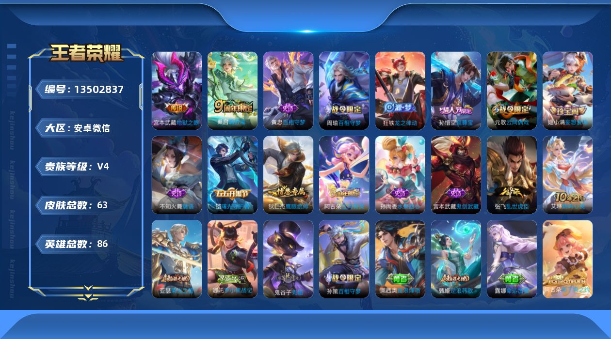 WZQM3358589王者荣耀账号详情图12