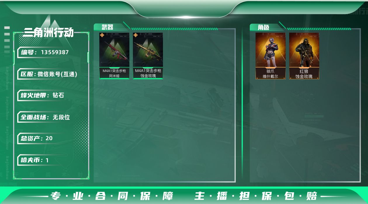 三角洲行动账号VX总资产:20.7M 2干员外观  2传说枪械 哈夫币:1.917K 可二次 可修改实名 
【烽火地带