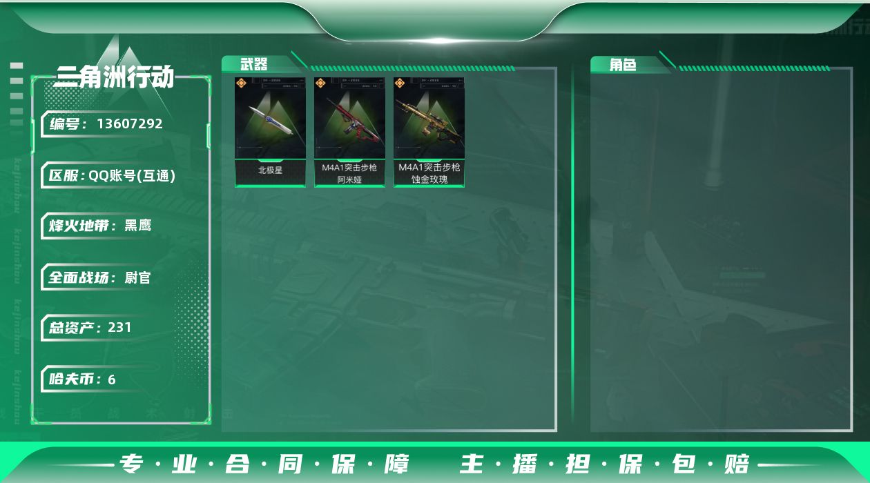 三角洲行动账号QQ总资产:231.1M 1近战传说 3传说枪械 哈夫币:6.614K 可二次 可修改实名 
【烽火地带