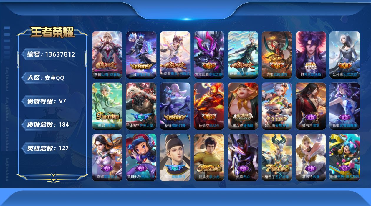 WZQM3370810王者荣耀账号详情图14