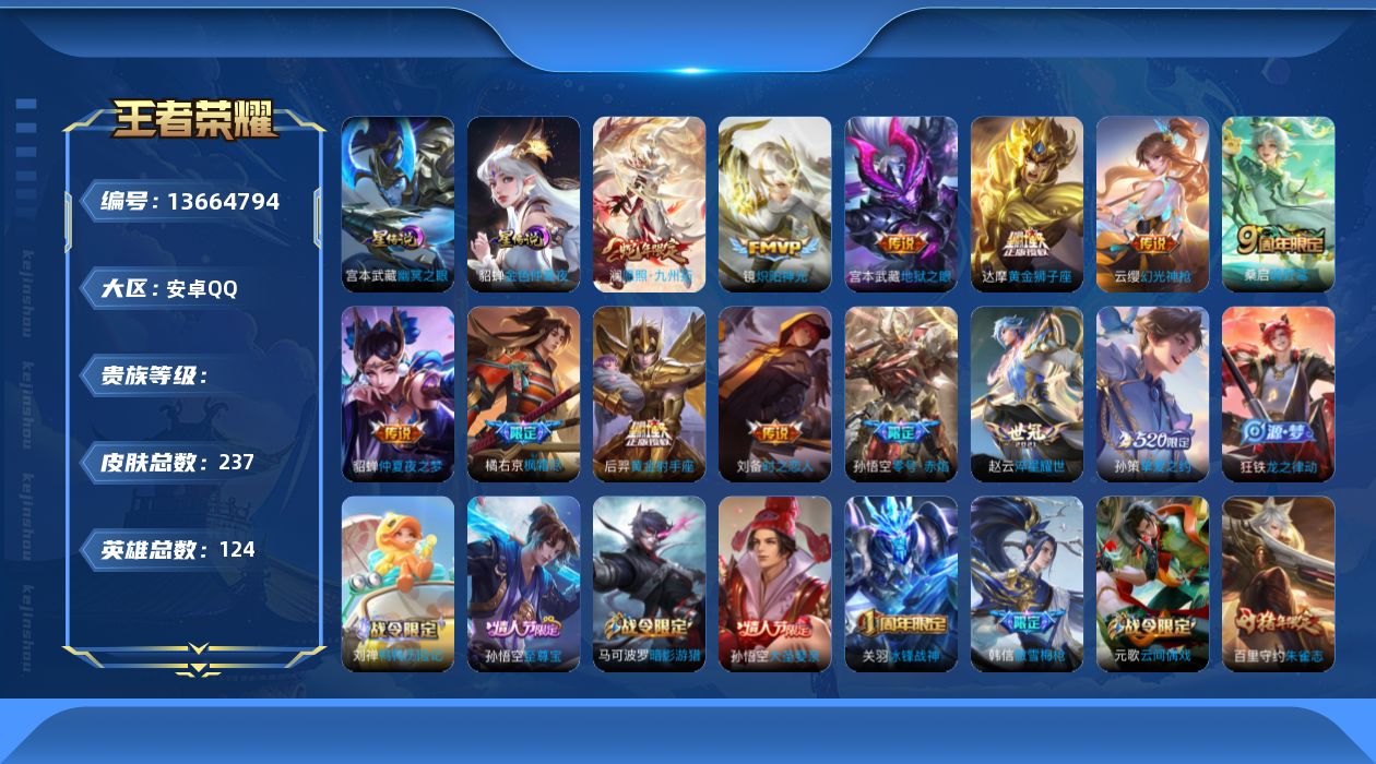 WZQM3371713王者荣耀账号详情图13