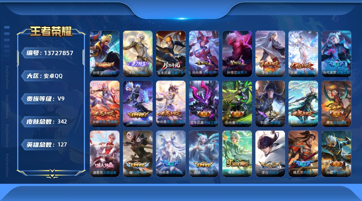 WZQM3373210王者荣耀账号详情图28 WZQM3373210王者荣耀账号详情图28