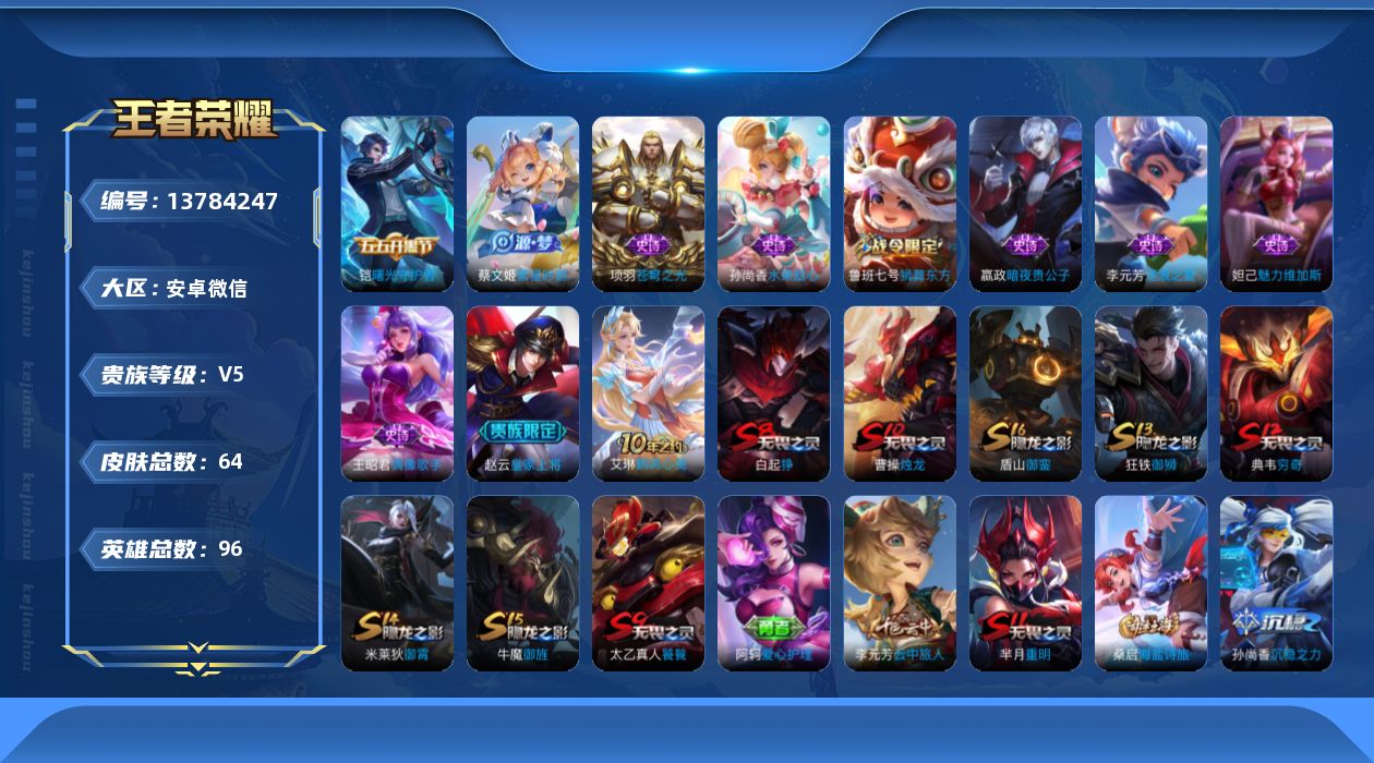 WZQM3375623王者荣耀账号详情图13