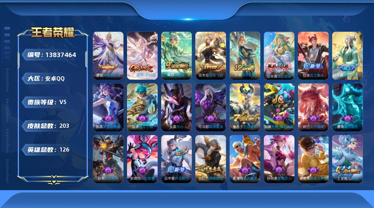 WZQM3377168王者荣耀账号详情图14