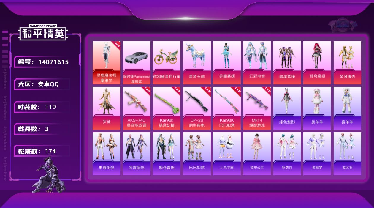和平精英账号安卓QQ[14071615]可二次【店主推荐捡漏号！可直接换绑】/素材身法号/地铁满天赋 安卓 手Q-1神装-6粉装-5特效枪-3载具-4粉色飞行器-5.8w热力值-6王牌印记-110套装-174枪皮【红色神