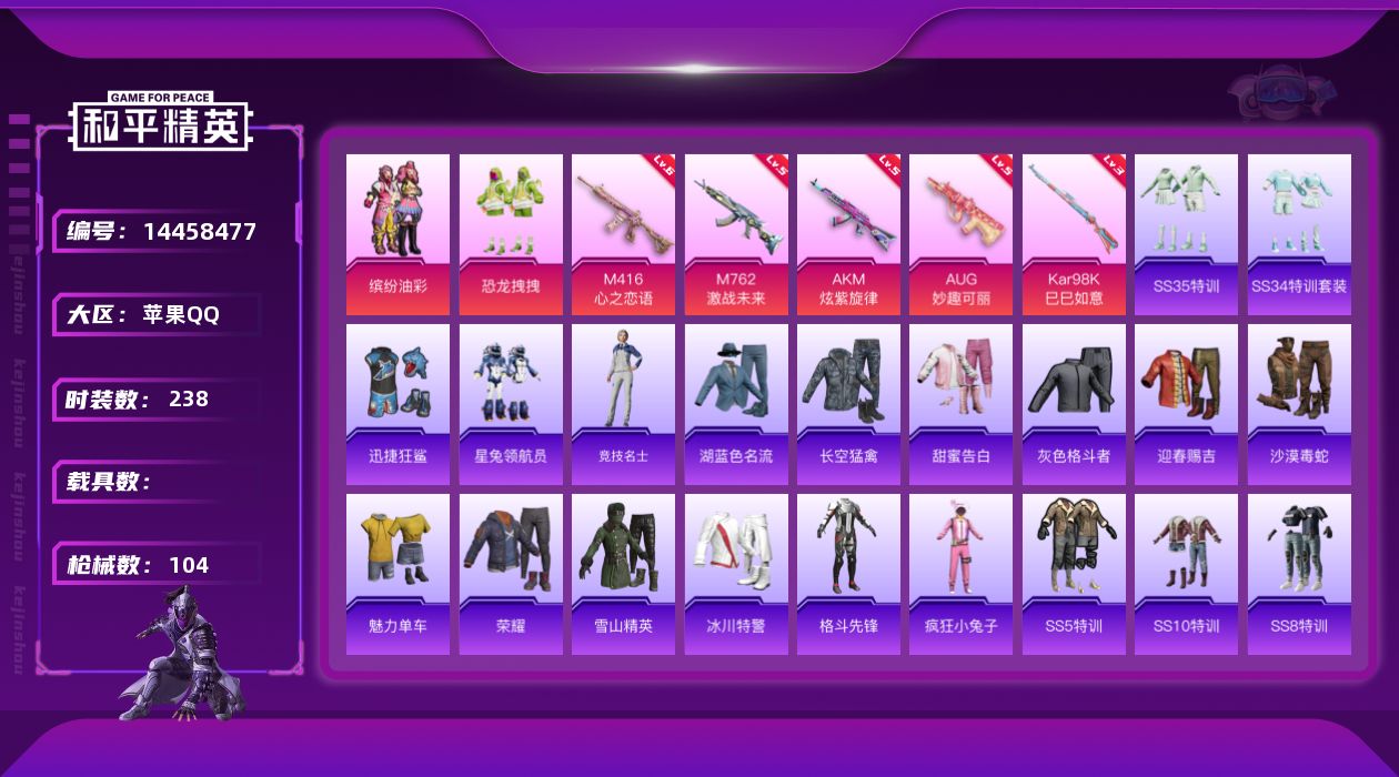 和平精英账号苹果QQ[14458477]2粉装 5特效枪 0.0载具 7印记 可二次 
【热门装扮】迅捷狂鲨,缤纷油彩(