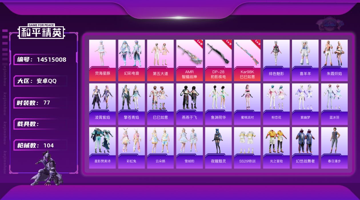 和平精英账号安卓QQ[14515008]【店主推荐捡漏号！可直接换绑】/扭蛋碎片582 安卓 手Q-3粉装-3特效枪-1粉色飞行器-2.8w热力值-5王牌印记-77套装-104枪皮【热门品类】：套装-潮萌小黄鸭【粉色套装