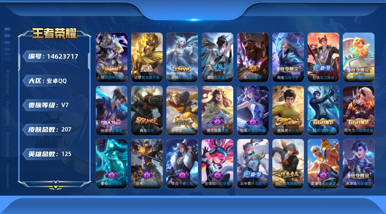 WZQM3439887王者荣耀账号详情图14