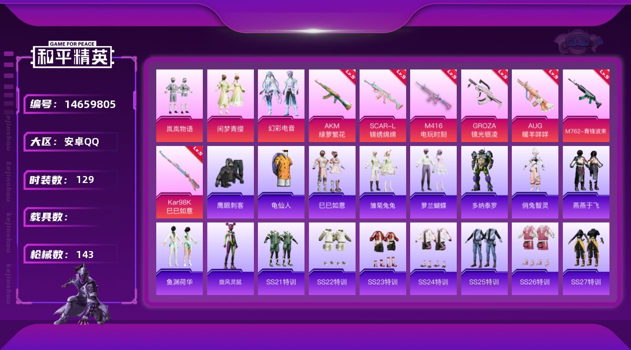 和平精英账号安卓QQW4752   可立即换绑无需挂单养号   安卓 手Q-3粉装-7特效枪-0载具-43343热力值-