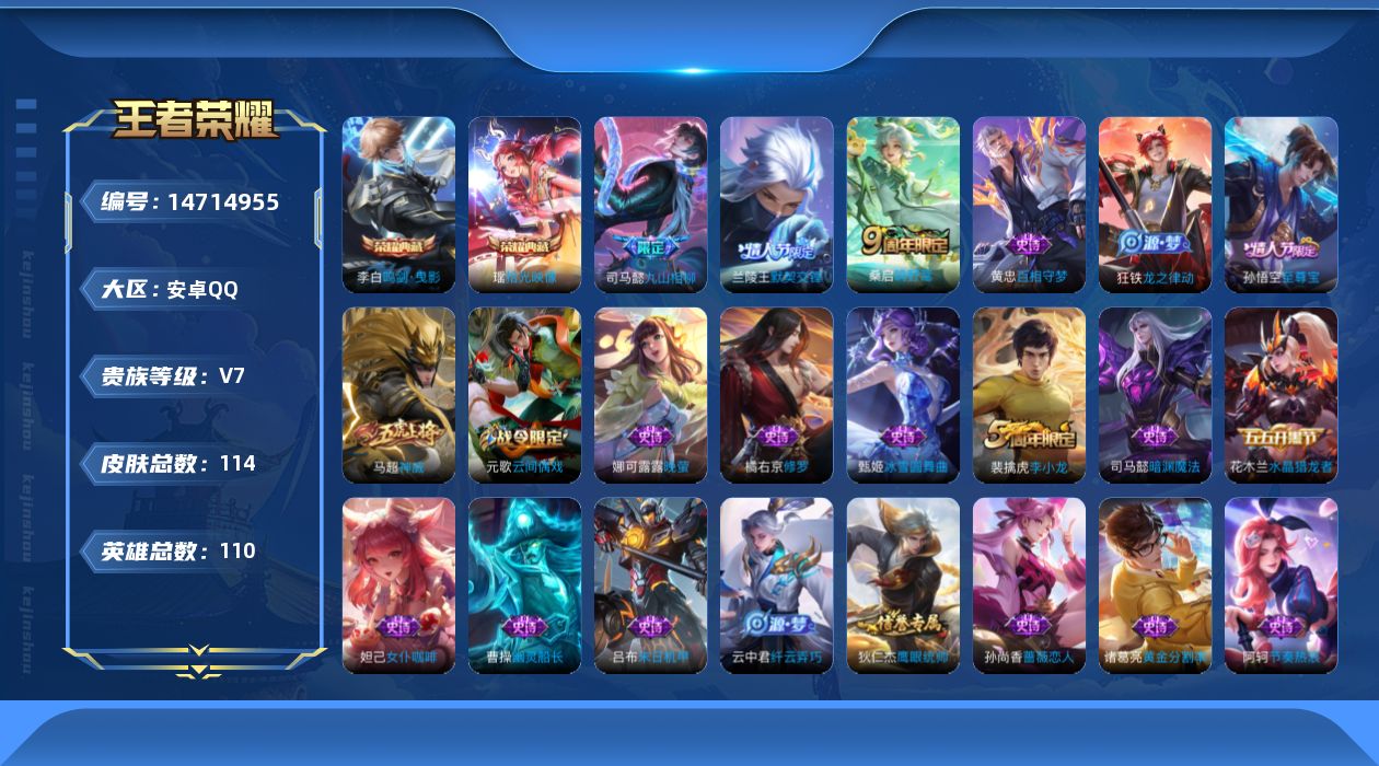 WZQM3448216王者荣耀账号详情图14