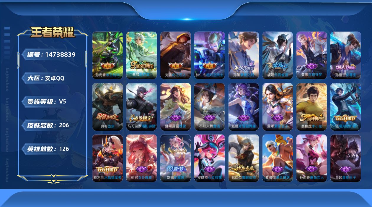 WZQM3450225王者荣耀账号详情图14