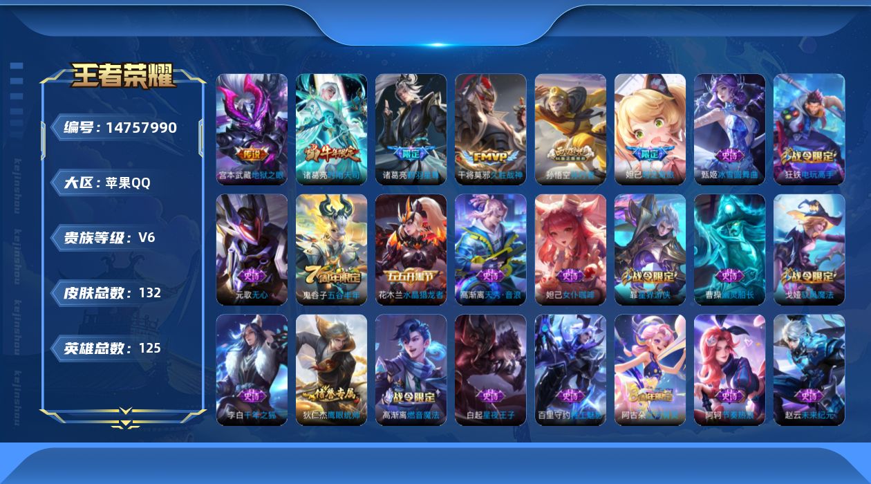 WZQM3454026王者荣耀账号详情图13