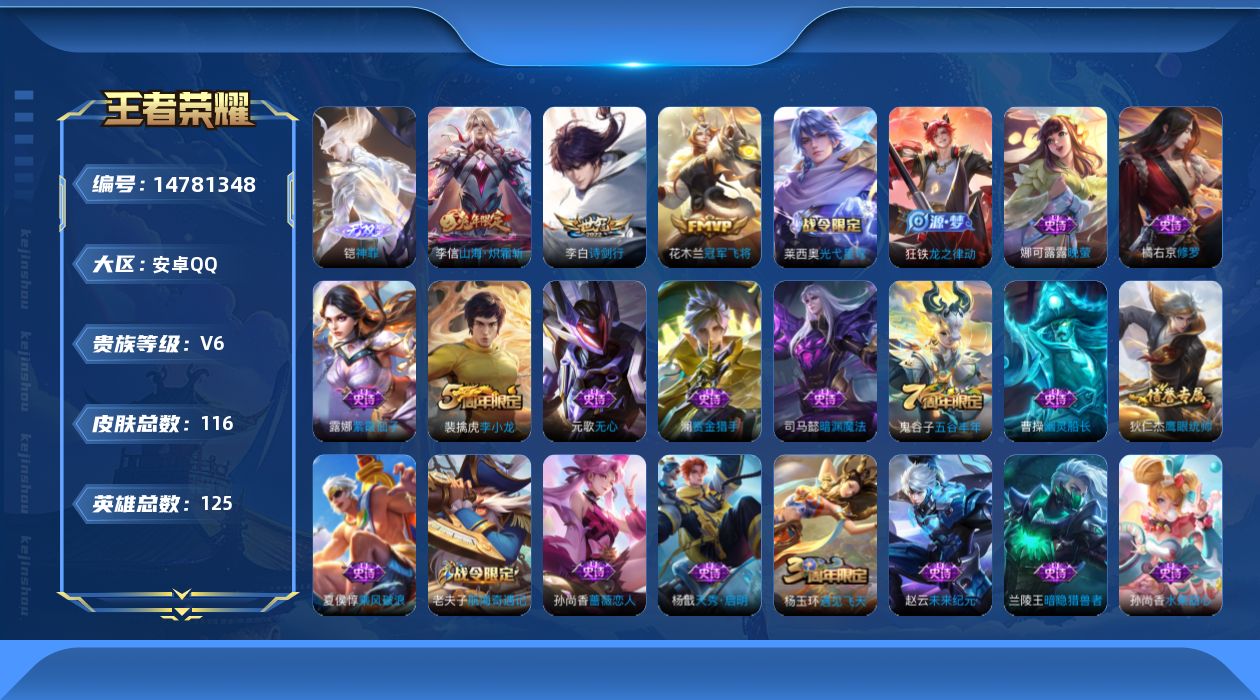 WZQM3456977王者荣耀账号详情图13