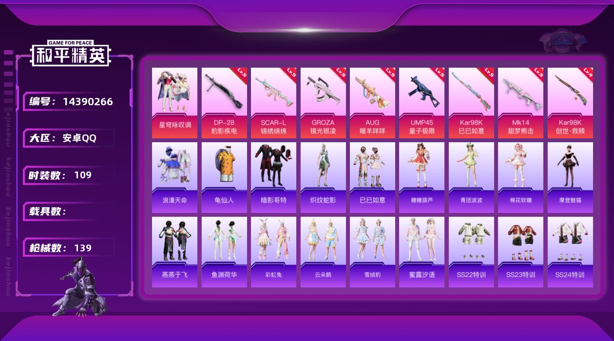 和平精英账号安卓QQ【店主推荐捡漏号！可直接换绑】地铁满天赋 安卓 手Q-1粉装-8特效枪-1粉色飞行器-4.1w热力值-9王牌印记-109套装-139枪皮【热门品类】：套装-浪漫天命，套装-龟仙人，