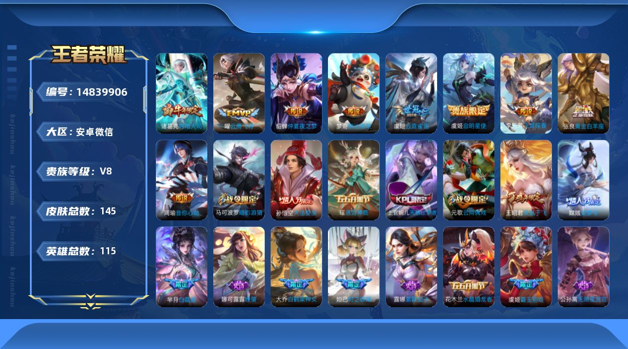 WZQM3462813王者荣耀账号详情图14