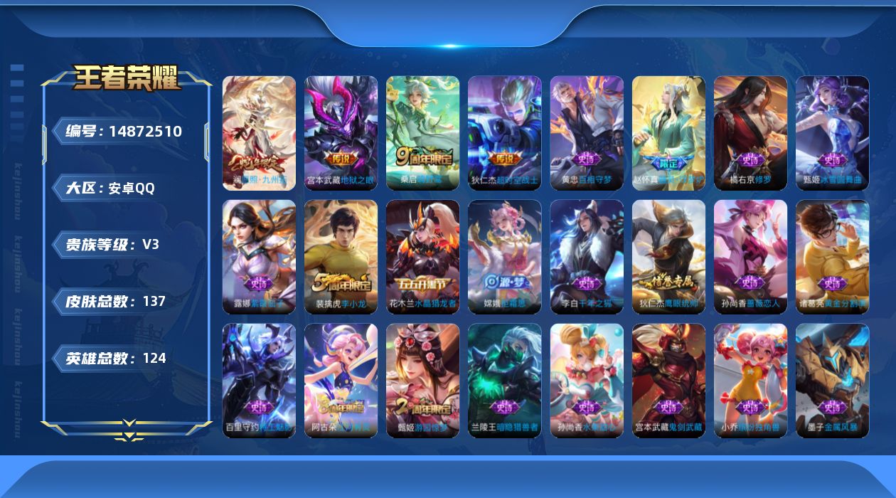 WZQM3464383王者荣耀账号详情图13