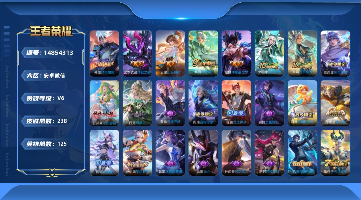 WZQM3463413王者荣耀账号详情图14