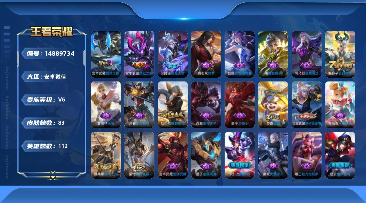 WZQM3466689王者荣耀账号详情图16