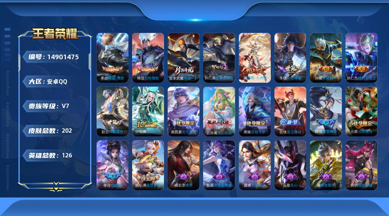 WZQM3466934王者荣耀账号详情图14