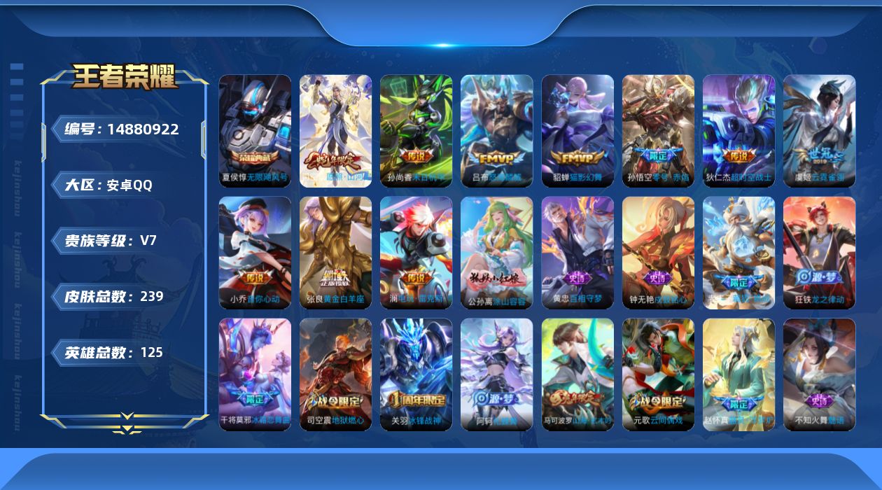 WZQM3465170王者荣耀账号详情图14