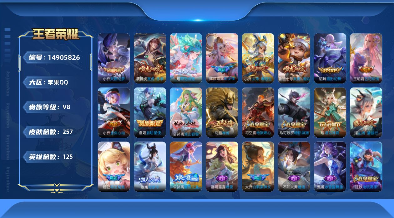 WZQM3467207王者荣耀账号详情图13