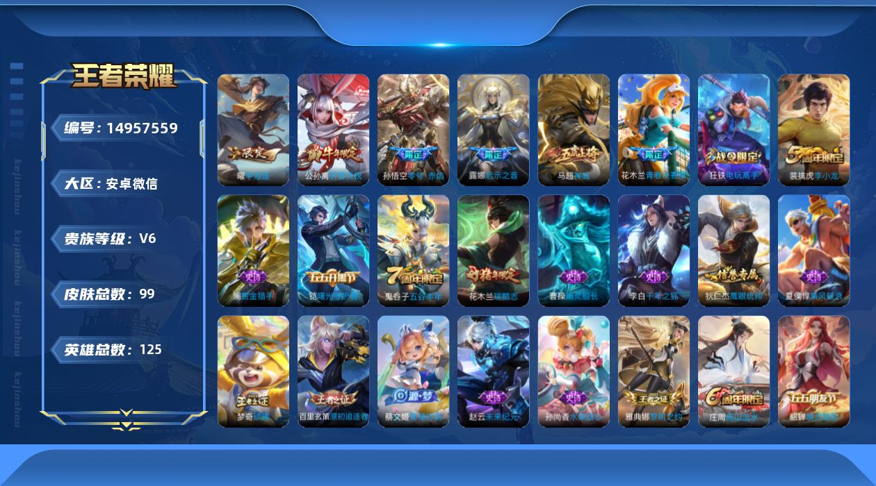 WZQM3471795王者荣耀账号详情图14