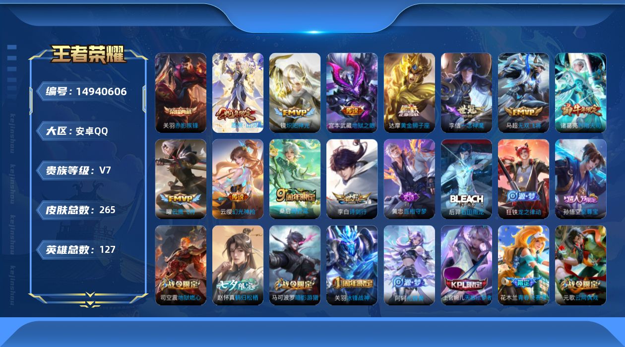 WZQM3469845王者荣耀账号详情图13