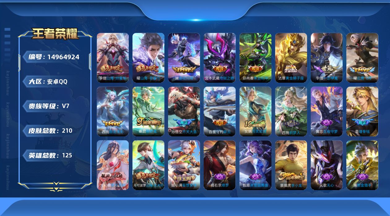 WZQM3472504王者荣耀账号详情图13