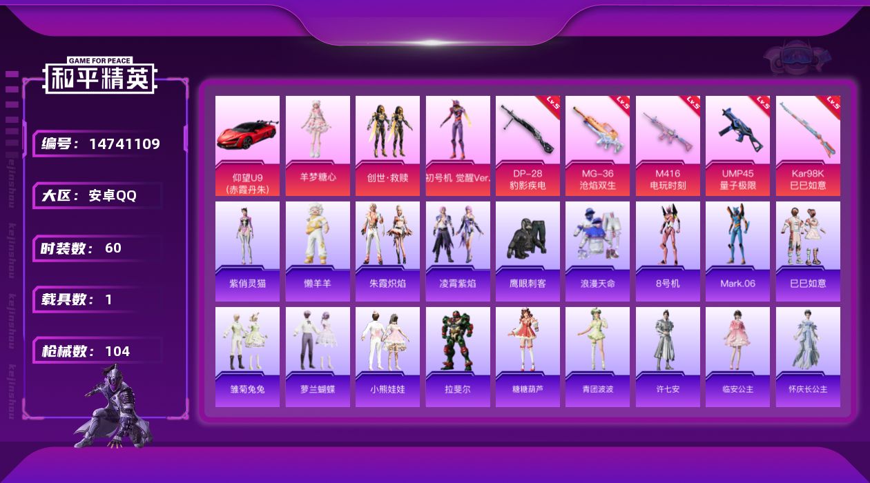 和平精英账号安卓QQ[14741109]可二次【店主推荐捡漏号！可直接换绑】/地铁满天赋 安卓 手Q-4粉装-5特效枪-1载具-3粉色飞行器-3.2w热力值-2王牌印记-60套装-104枪皮【热门品类】：套装-浪漫天命，