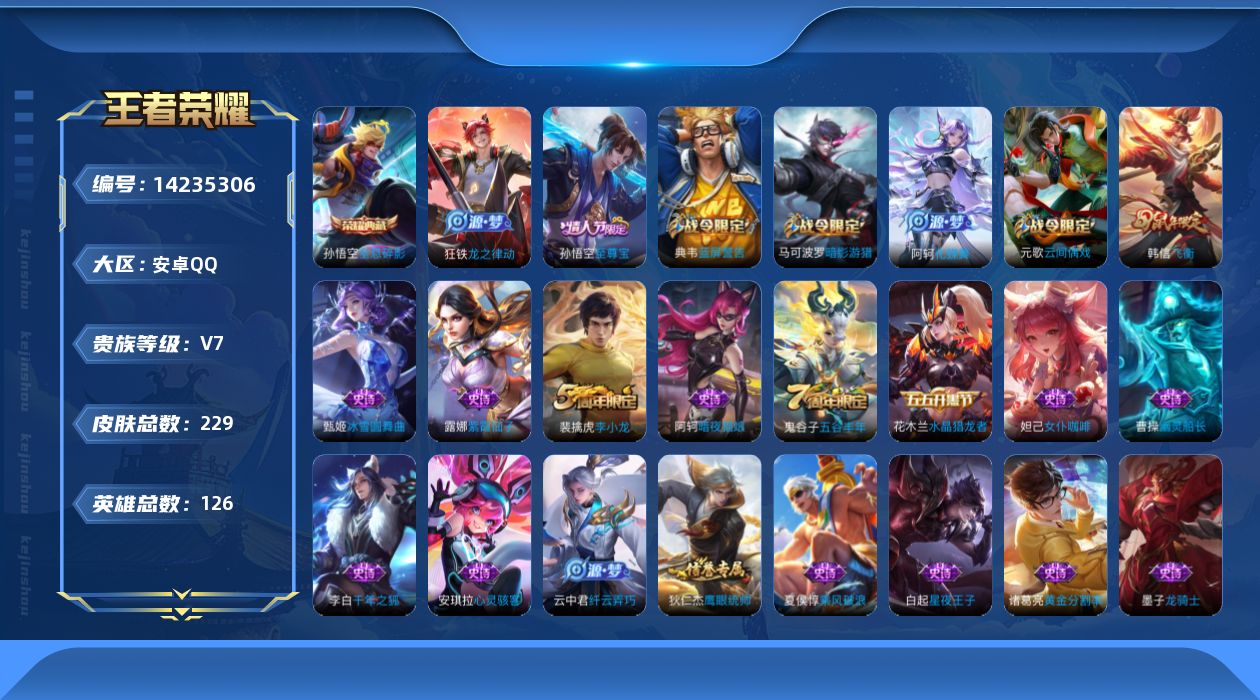 WZQM3400612王者荣耀账号详情图13