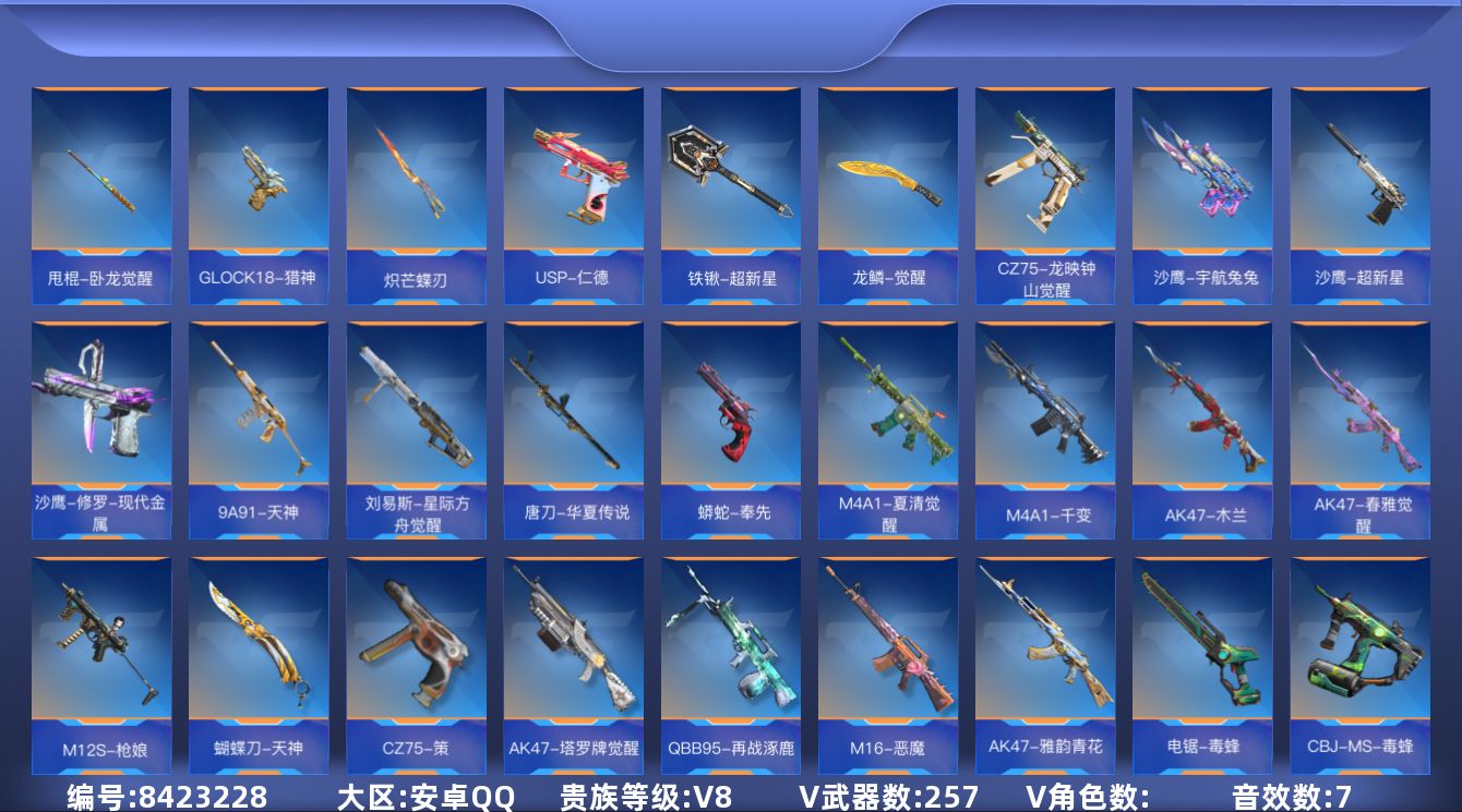 枪战王者账号安卓QQ可协助人脸 【送王者荣耀安卓Q116英雄100皮肤】【可排位/可转区/钱包已注销】安卓QQ-贵8-3