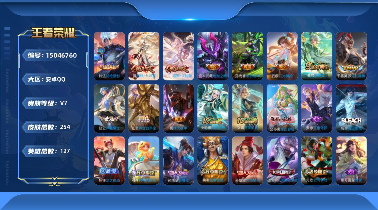 WZQM3478694王者荣耀账号详情图13