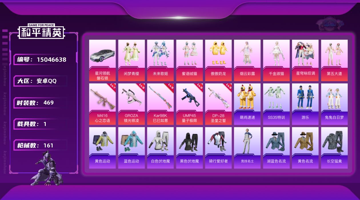 和平精英账号安卓QQ8粉装 5特效枪 1载具 5印记 可二次 可修改实名 
【热门装扮】:千金淑猫,星穹咏叹调,第五大道