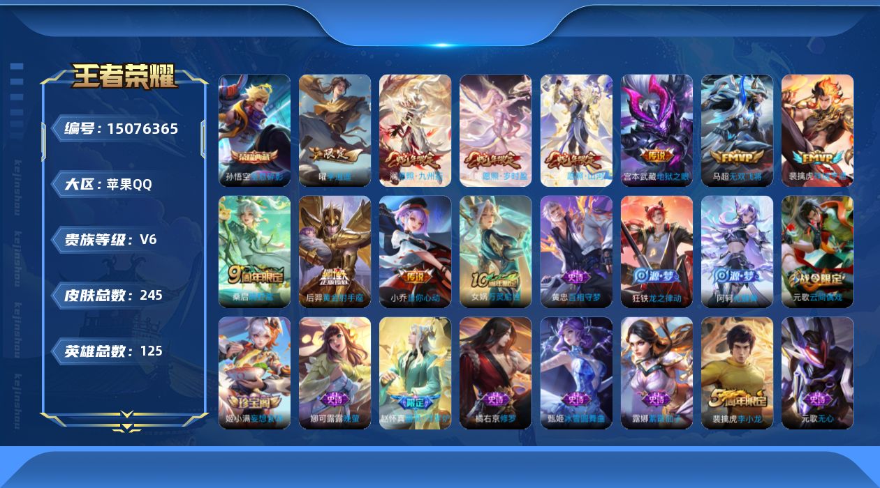 WZQM3480661王者荣耀账号详情图16