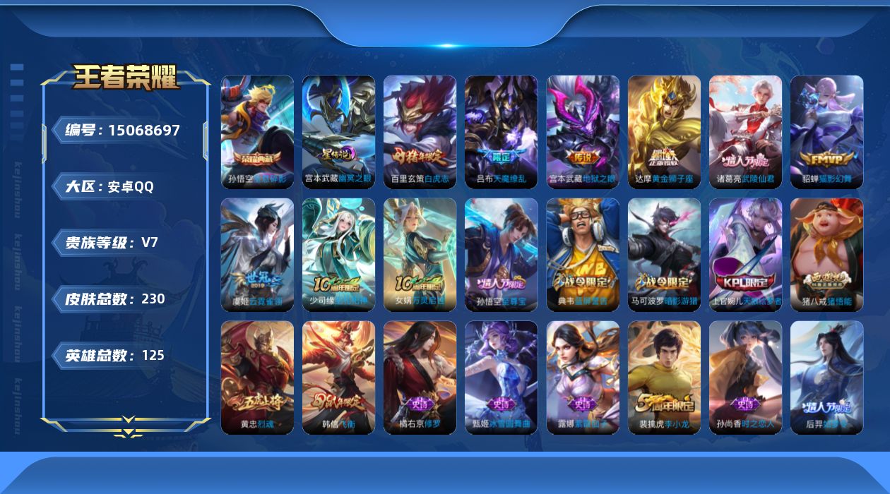 WZQM3480240王者荣耀账号详情图16