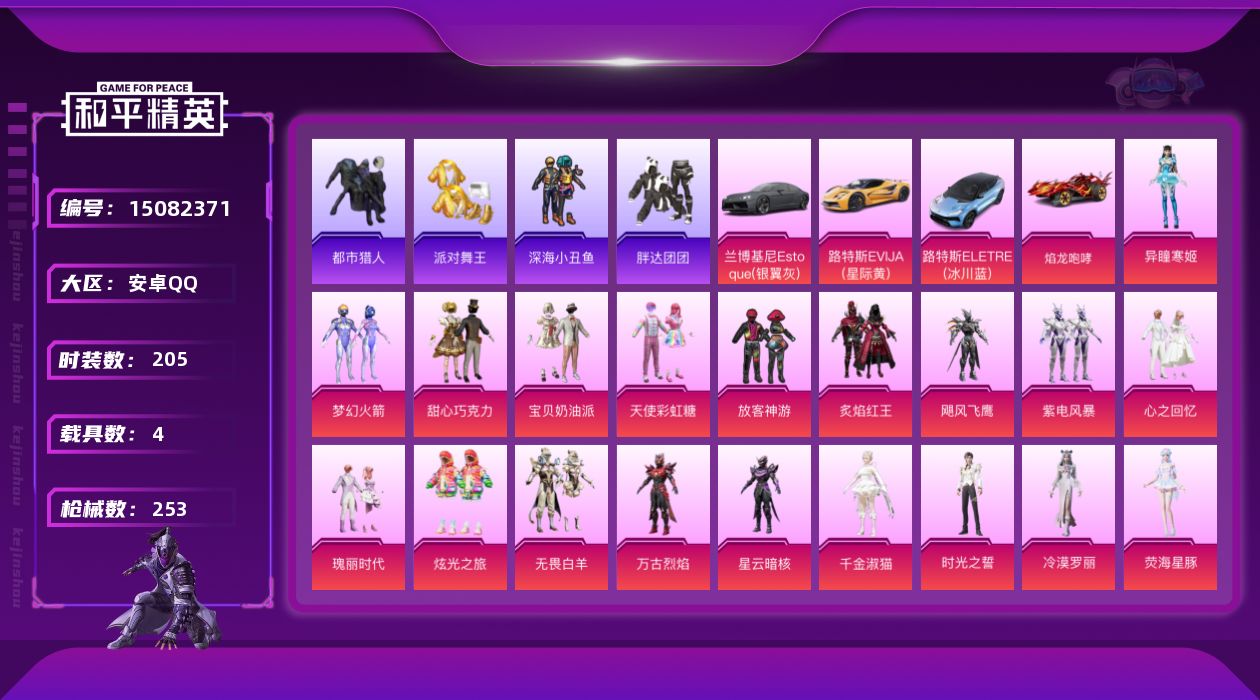 和平精英账号安卓QQ[15082371]三姐妹！都市金鞋！安卓 手Q-19粉装-8特效枪-4载具-5粉色飞行器-86428热力值-14王牌印记-205套装-253枪皮
【热门品类】：粉装-梦幻火箭，套装-浪漫天命，套装-