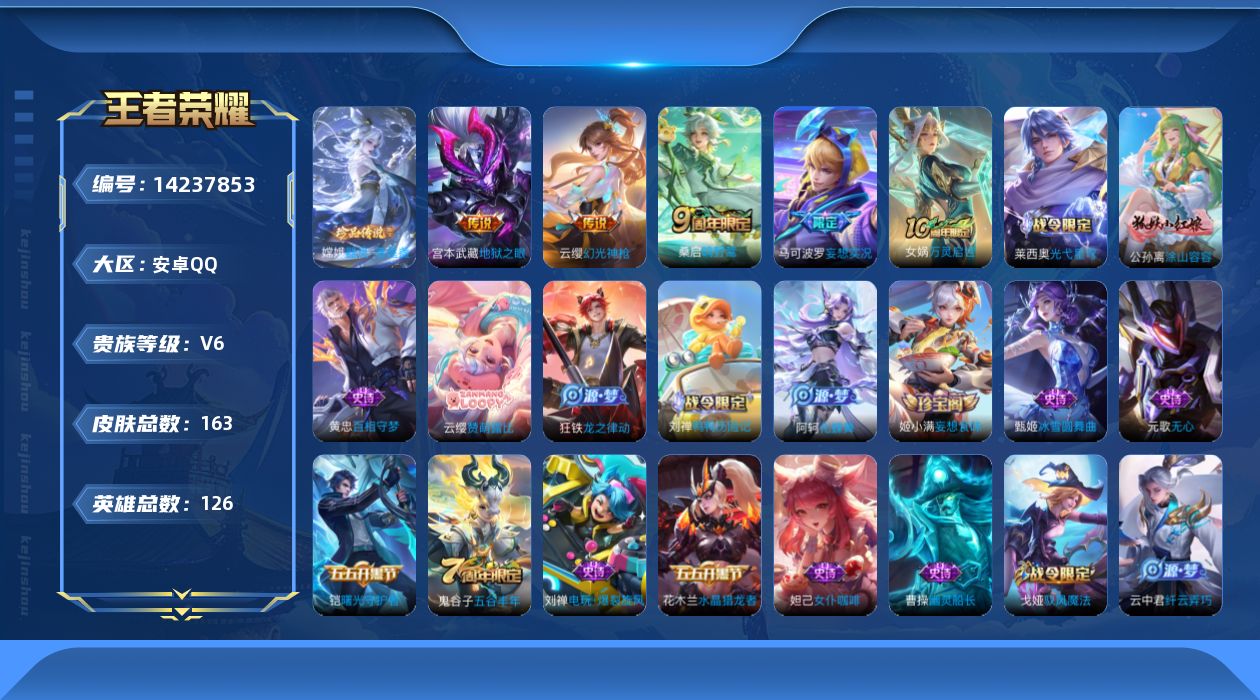 WZQM3400828王者荣耀账号详情图14