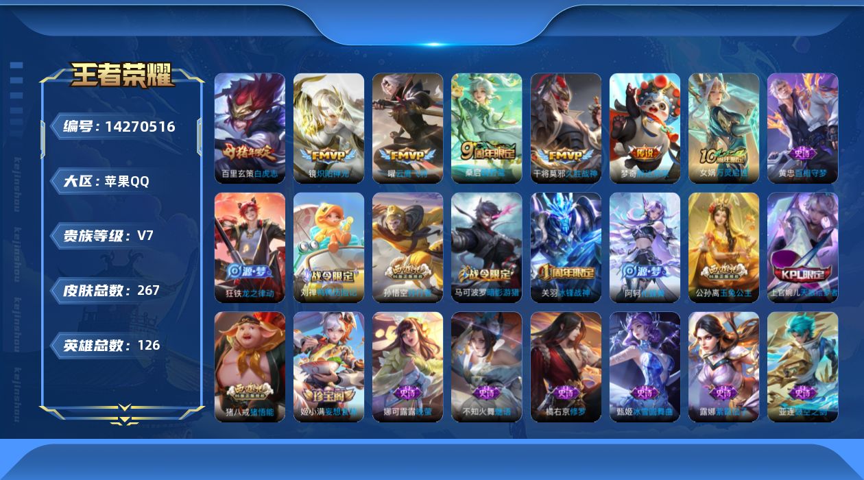 WZQM3402463王者荣耀账号详情图13