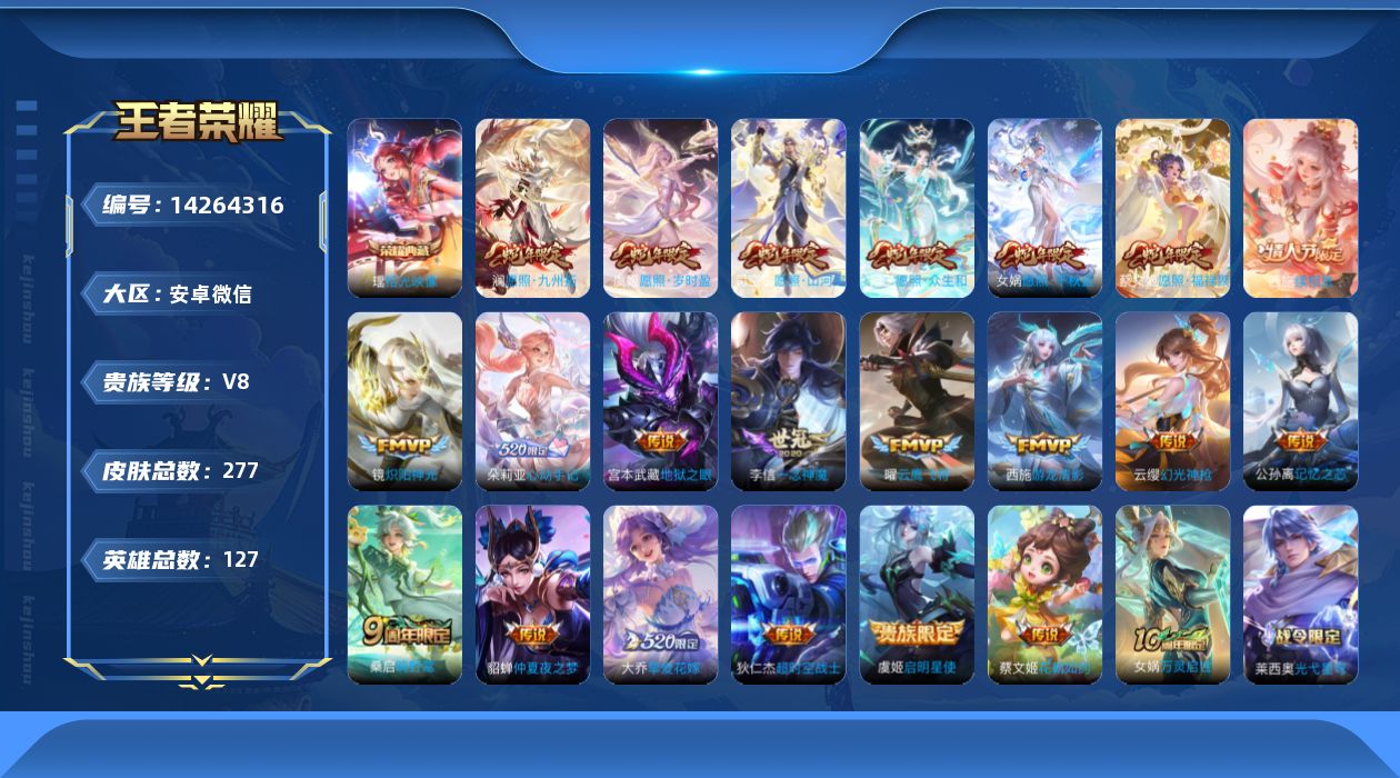 WZQM3402040王者荣耀账号详情图17