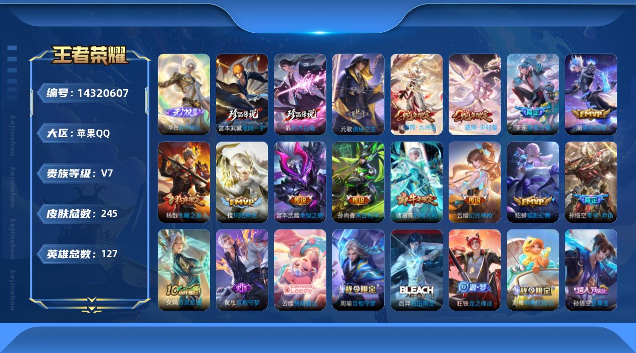 WZQM3409123王者荣耀账号详情图17