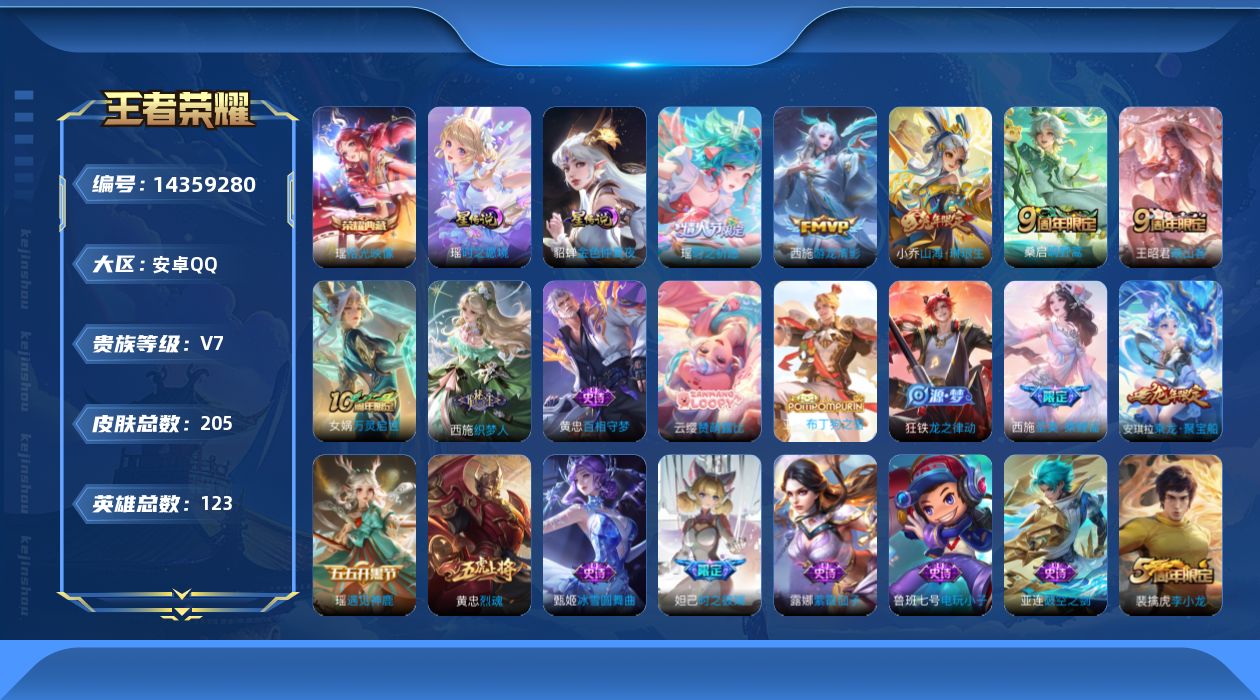WZQM3411618王者荣耀账号详情图13