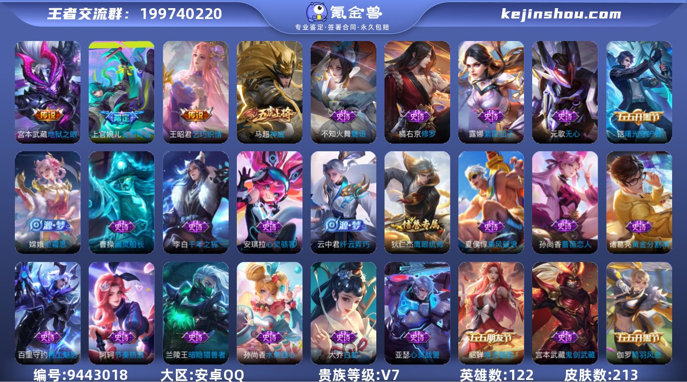 【213皮肤 7传说 60史诗】安卓Q-贵...