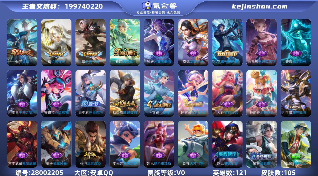 实名:可修改 英雄数:121 皮肤数:10...