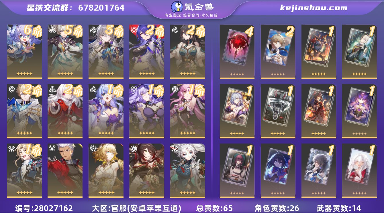 编号：S3200

账号亮点：65金 ...