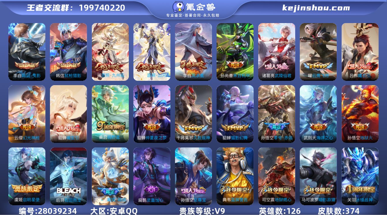 实名: 不可修改 贵族等级: V9 英雄数...