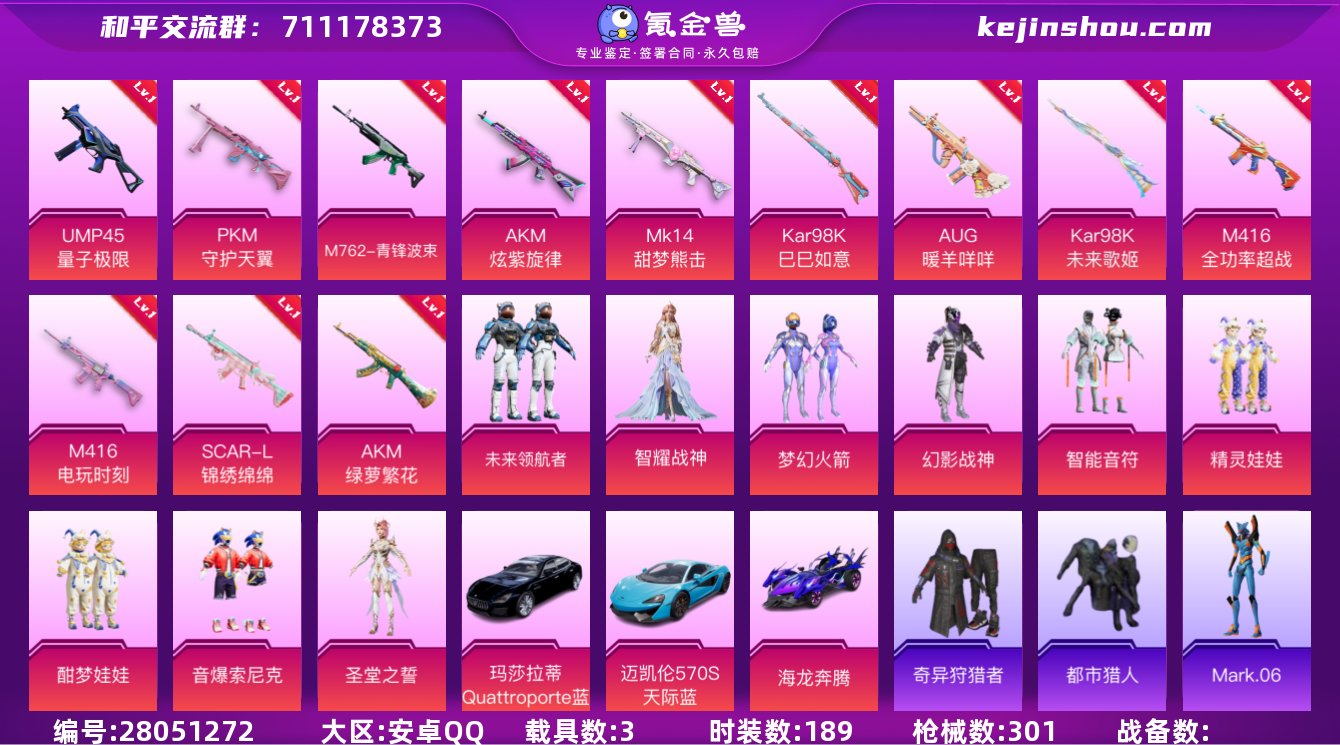 9粉装 12粉枪 3载具 7稀有装备 21...