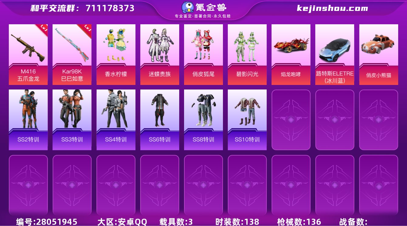 4粉装 2粉枪 3载具 4印记 138套装...