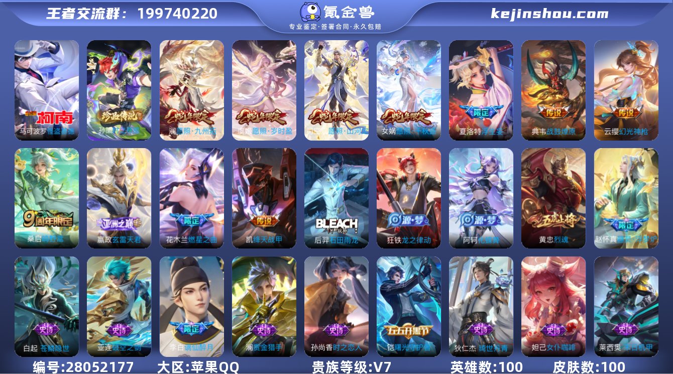 实名:可修改 英雄数:100 皮肤数:10...