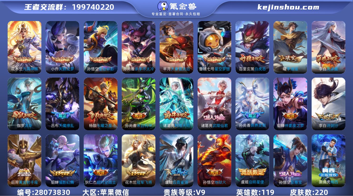 ZV2231 苹果微信 可二次 金标孙尚香...